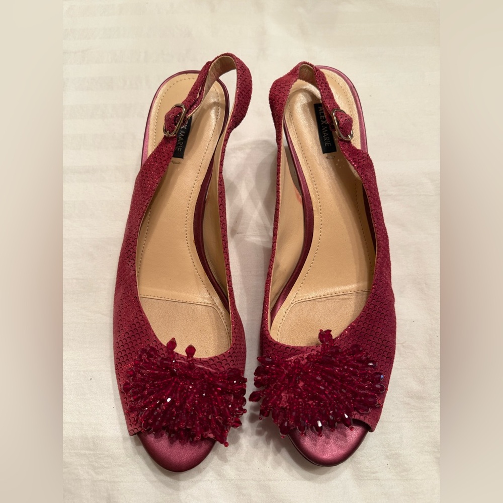 Alex Marie Burgundy Slingback Heels